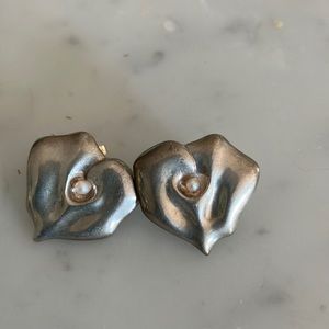 Vintage silver and Pearl statement earrings